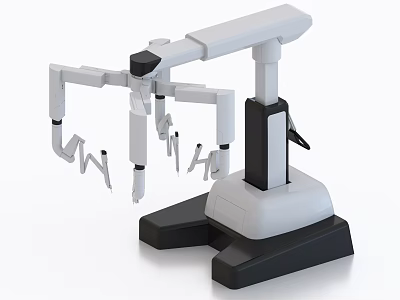 Industrial Mechanical Arm Equipment Featuring Multiple Joints Black White Base And Precision End Effectors 3d model