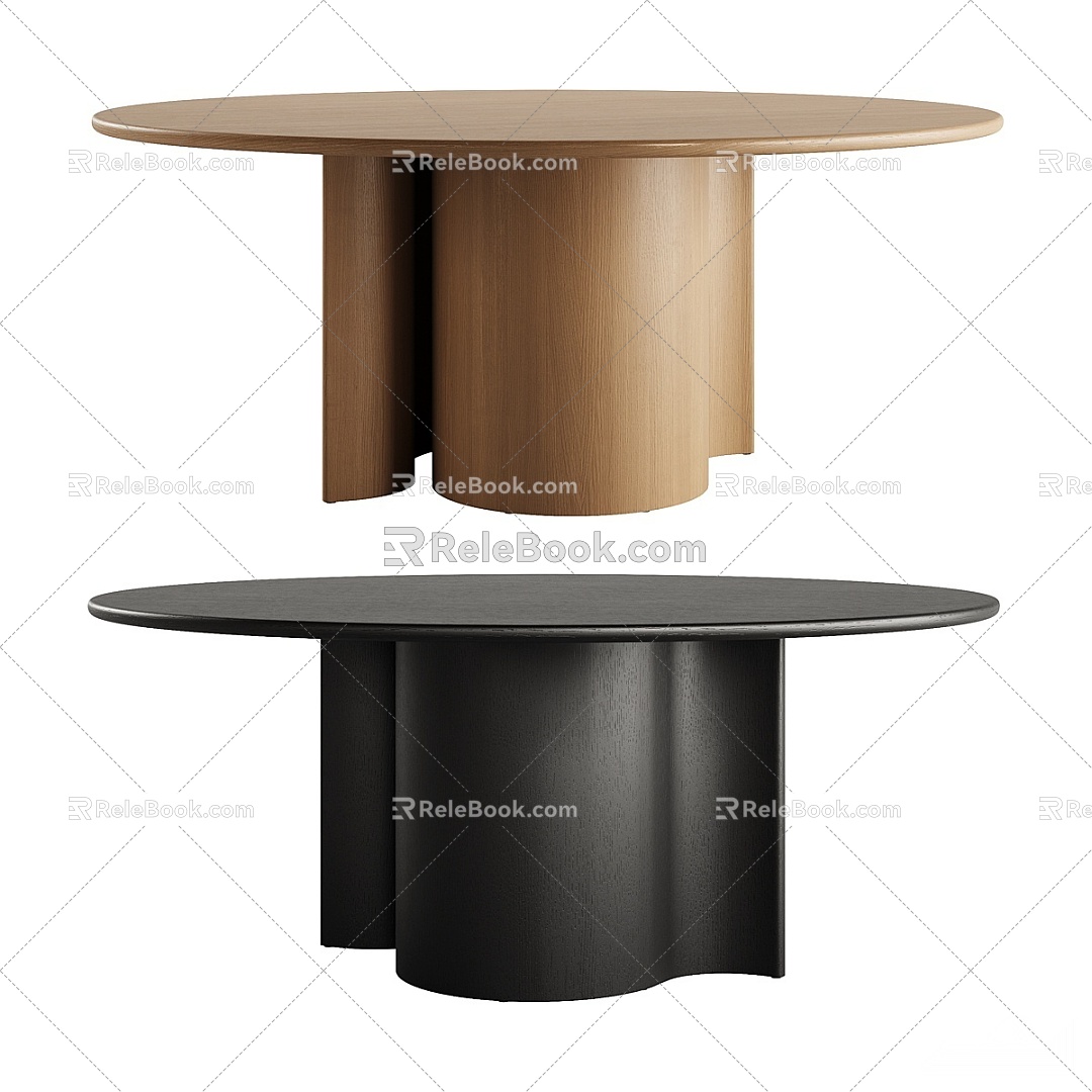 Modern Dining Table Solid Wood Dining Table Round Dining Table Coffee Table 3d model