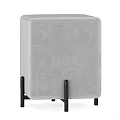 Modern Upholstered Ottoman Footstool With Black Metal Legs In Various Colors
