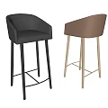 Modern Black and Brown Leather Bar Stools With Backrest and Sturdy Leg Design