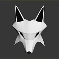 White Fox Head With Black Ears In Geometric Minimalist Design Style