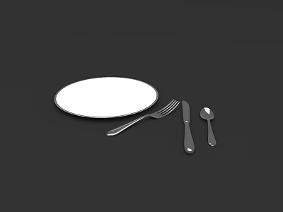 American tableware western food props combination European-style western food tableware knife and fork combination 3d model