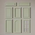 Light Green Wardrobe Doors With Various Panel And Glass Insert Design Styles