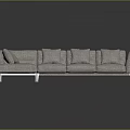 Modern L Shaped Gray Fabric Sofa With Multiple Cushions And Metal Legs Design