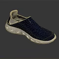 Navy Blue Leather Upper Casual Shoes With White Perforated Sole Design