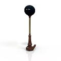 Modern Floor Lamp With Black Globe Shade And Brown Wooden Base