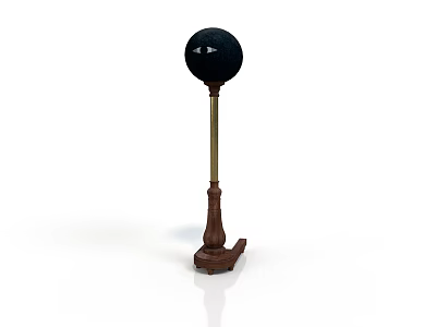 Modern Floor Lamp With Black Globe Shade And Brown Wooden Base 3d model