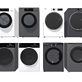 Modern Front Loading Washing Machines in Various Colors With Sleek Design And Control Panels 3d model
