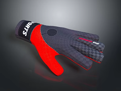 Black and Red Breathable Mesh Gloves with Textured Palm for Sports Activities Comfortable Fit 3d model