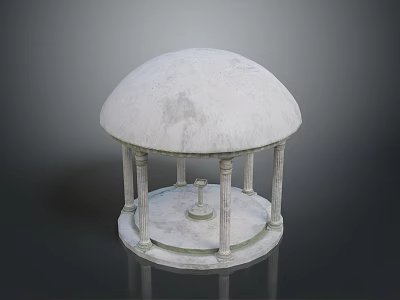 Classic White Stone Dome Gazebo Structure With Circular Base And Columns 3d model
