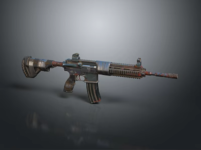 Modern Tactical Rifle Design With Blue Red Accents Magazine Barrel And Handguard 3d model Modern Tactical Rifle Design With Blue Red Accents Magazine Barrel And Handguard 3d model