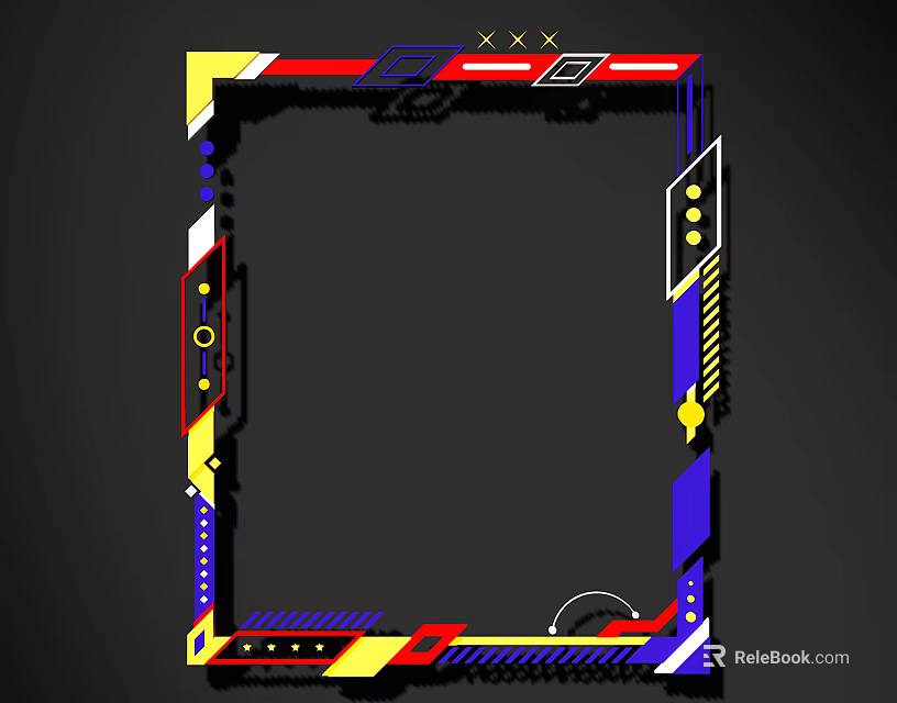 Colorful Lines Frame Design With Red Yellow Blue Geometric And Abstract Patterns 3d model 