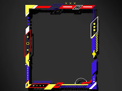 Colorful Lines Frame Design With Red Yellow Blue Geometric And Abstract Patterns 3d model
