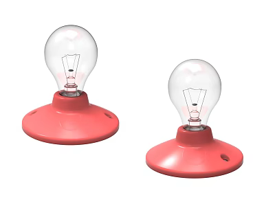 Two Transparent Light Bulbs With Red Bases On White Background 3d model