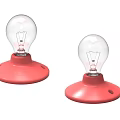 Two Transparent Light Bulbs With Red Bases On White Background