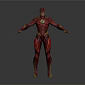 The Flash 3D Model With Red Suit And Yellow Lightning Symbol In Standing Pose