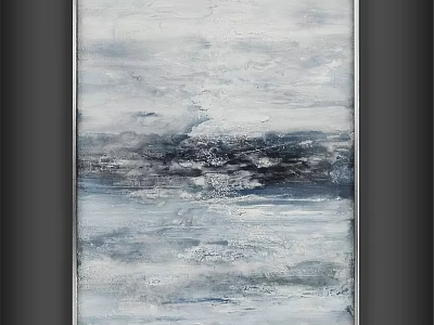 Modern Abstract Frame With Gray White Black Textured Seascape Painting Design 3d model