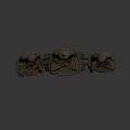 Intricate Carved Buddhist Sculpture With Three Seated Figures On Bronze Base