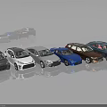 Various Colored Modern Car Models With Different Styles Arranged In Lineup