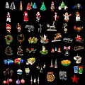 Christmas Decorative Ornament Set With Santa Snowman Reindeer Tree And Gift Boxes