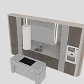 Modern Kitchen Interior Design Featuring Stone Island Counter And Wooden Cabinets