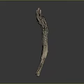 Natural Wood And Stone Decorative Branch With Green Accents And Textured Surface