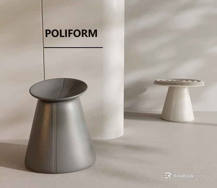 POLIFORM Modern Stools Featuring Gray And White Dot-Patterned Designs 3d model