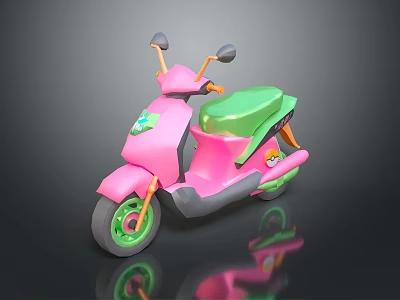 Colorful Pink And Green Stylish Modern Scooter Motorcycle With Vibrant Design Elements 3d model