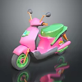 Colorful Pink And Green Stylish Modern Scooter Motorcycle With Vibrant Design Elements