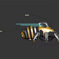 Yellow Black Mechanical Insect With Blue Wings And Robotic Legs