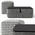 Modern Stools With Woven Pattern And Fabric Upholstery For Interior Decor 3d model