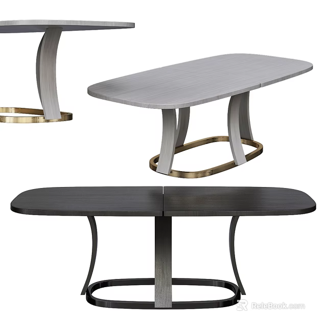 Modern Minimalist Coffee Table Designs With Gray Black Wooden Tops And Gold Metal Legs 3d model 
