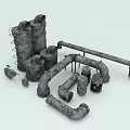 Industrial Metal Pipes And Components With Various Sizes And Shapes