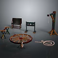Vintage Traditional Furniture Collection Including Bench Stools Table And Decorative Elements