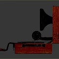 Vintage Red Phonograph with Black Turntable and Yellow Record as Classic Living Accessory