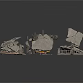 Assorted Construction Scene Components Including Stones Metal Parts Pipes And Debris