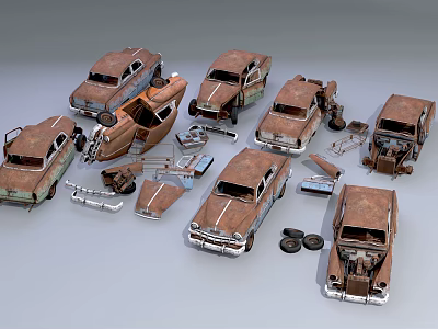 Modern car scrap car 3d model Modern car scrap car 3d model