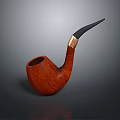 Classic Red Wooden Smoking Pipe With Black Mouthpiece And Golden Connector