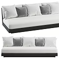 Modern Multi Person Sofa With White Cushions Black Frame And Multiple Pillows 3d model