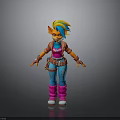 Colorful 3D Character With Blue Yellow Hair Orange Skin Red Jacket And Pink Boots
