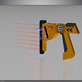 Orange Laser Gun Device With Red Laser Beams Black Grip And Control Buttons
