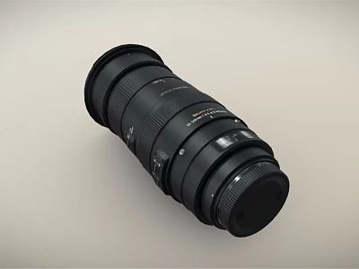 Black Professional Digital Camera Telephoto Zoom Lens With Smooth Control Rings 3d model