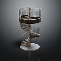 Elegant Modern Spiral Staircase Design With Metal Railings And Wooden Steps