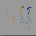 Colorful Wall Decor With Various Shapes Curved Lines Spirals Arrows And Geometric Patterns