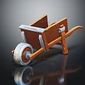 Garden Wooden Wheelbarrow With Metal Wheel And Sturdy Wooden Frame Design