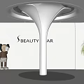 Modern Beauty Bar Column with Circular Ceiling KAWS Sculpture Large Window and Greenery 3d model