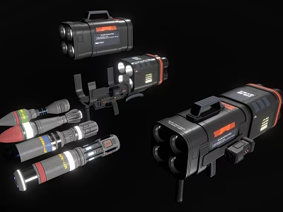Futuristic Sci Fi Weapons With Multiple Models Black Design And Red Accents 3d model