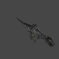 Futuristic Mechanical Creature Character With Red Eyes Orange Lights And Industrial Design