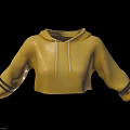 Yellow Cropped Hoodie with Drawstrings and Black Striped Cuffs Fashionable Design