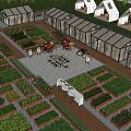 Beautiful Courtyard Garden With Organized Plant Beds Greenhouses And Outdoor Dining Spaces